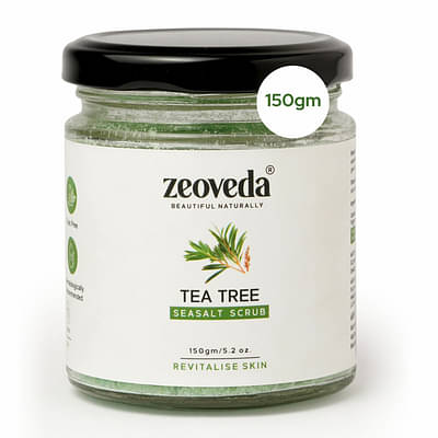 Zeoveda Natural Sea Salt Face & Body Scrub With Tea Tree Oil For Deep Exfoliation (150 Gm) image