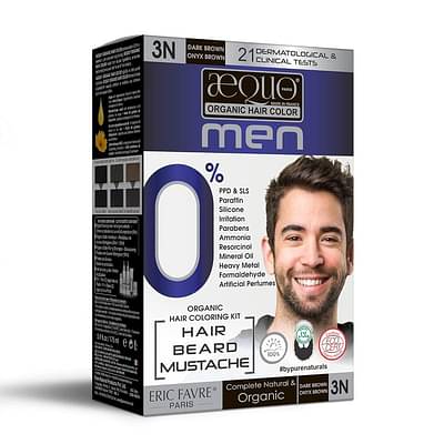 Aequo Organic Cream Hair Color For Men Dark Brown 3N - Natural Permanent Dye - 170Ml image