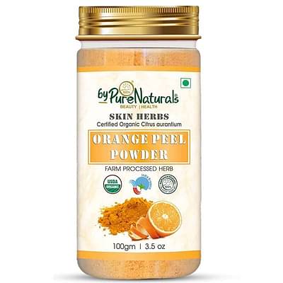 byPureNaturals 100% Natural Herbal Organic Orange Peel Powder Citrus Aurantium Santra Chilka Powder Skin Whitening Face Care - 100gm image