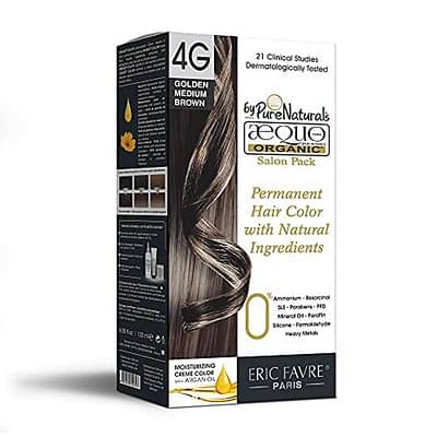 Aequo Organic Cream Salon Pack Hair Colour 4G Golden Medium Brown for Men and Women,120 ML 100% Grey Coverage PPD & Ammonia Free image