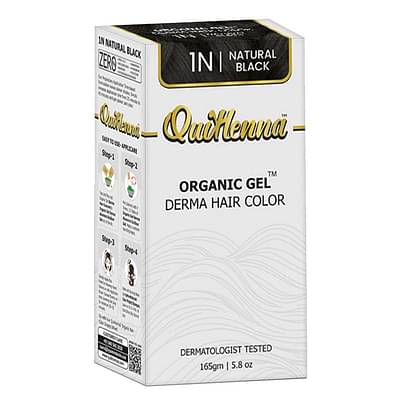 QuikHenna Organic Hair Colour Derma Gel 1N Natural Black- PPD & Ammonia Free Permanent Natural Hair Colour 165gm image