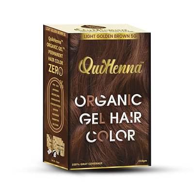 QuikHenna Organic Hair Colour Gel 5G Light Golden Brown - PPD & Ammonia Free Permanent Natural Hair Colour 210gm image