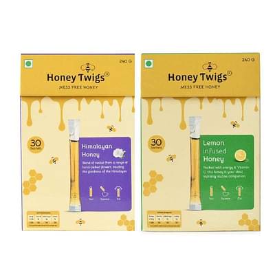 Honey Twigs Natural Honey Himalayan Multi Floral Honey And Lemon Honey, 480G-240G + 240G image