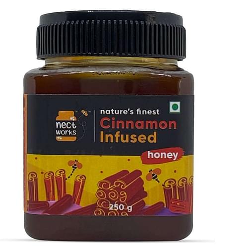 Nectworks 100% Natural & Pure Cinnamon Infused Honey Bottle - Infused With Ceylon Cinnamon Powder 250 Gms image