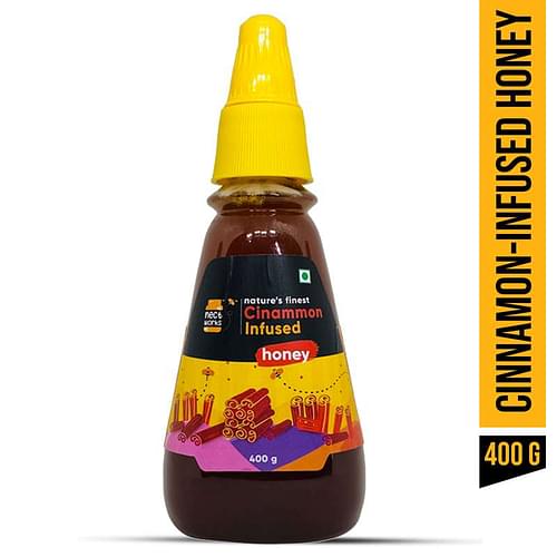 Nectworks 100% Natural & Pure Cinnamon Infused Honey Squeezy Bottle - Infused With Ceylon Cinnamon Powder 400 Gms image