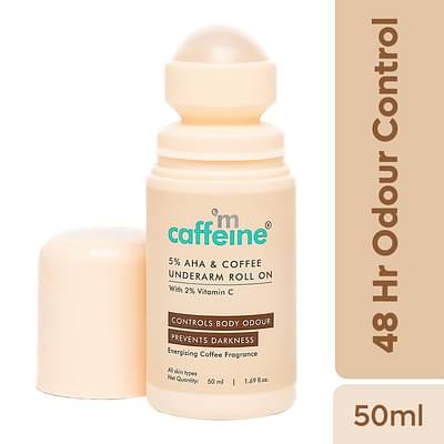 mCaffeine 5% Aha Underarm Roll On|Lactic Acid & Fresh Coffee Deodarant|Prevents Odour & Pigmentation image