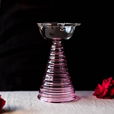 Muun Home Tall Glass Diya Pink image