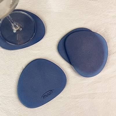 Muun Home Blue Frosted Glass Coasters Set Of 4 image