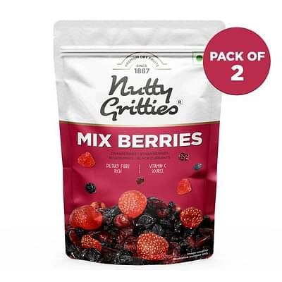 Nutty Gritties Mix Berries - Dried Cranberries, Blueberries, Strawberries, Black Currants - 400g - 2 Pack of 200g each - image