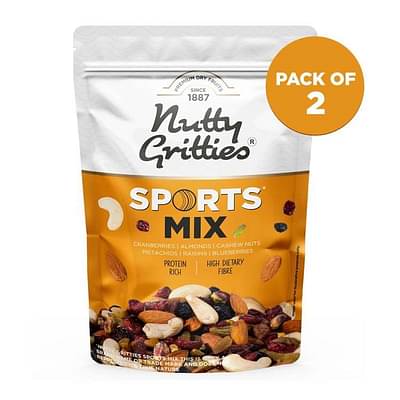 Nutty Gritties Sports Mix - Roasted Almonds, Cashews, Pistachios, Dried Blueberries, Cranberries and Raisins - 400g - 2 pack of 200g each - image