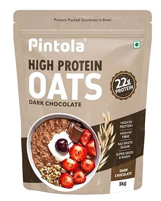 Pintola 22G High Protein Oats 1Kg, Dark Chocolate, Oats For Weight Loss, Breakfast Cereals Pouch image