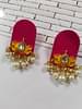 Rainvas Red Lotus Pearls Studs Earrings For Women Red
