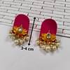 Rainvas Red Lotus Pearls Studs Earrings For Women