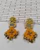 Rainvas Yellow Mirror And Coins Fabric Earrings For Women Yellow