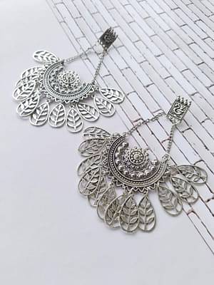 Rainvas Silver Oxidised Round Jhumka Earrings image