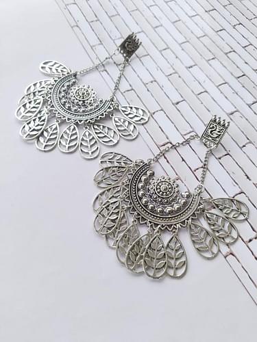 Rainvas Silver Oxidised Round Jhumka Earrings image