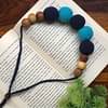 Rainvas Dark And Light Blue Beaded Crochet Necklace