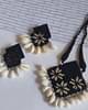 Rainvas Black Mirror And Shells Adjustable Fabric Necklace Earrings