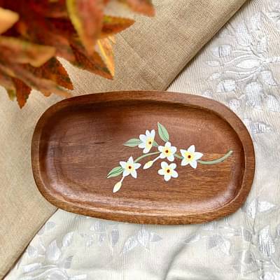 Servd Calla Lily Elliptical Platter | Wooden image