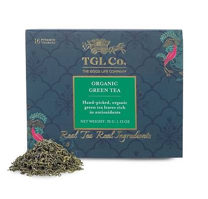 Tgl Co. Organic Green Tea Bags / Loose Tea Leaf - 16 Tea Bags, Pack Of 4 image