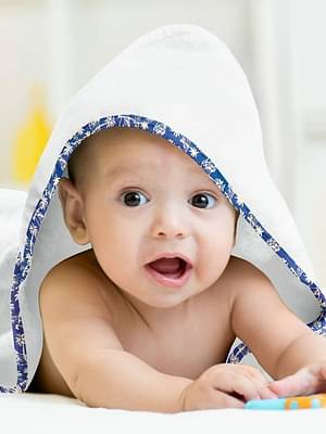 The Baby Atelier 100% Organic Floral Blue Hooded Towel image