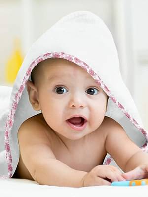 The Baby Atelier 100% Organic Red Floral Hooded Towel image