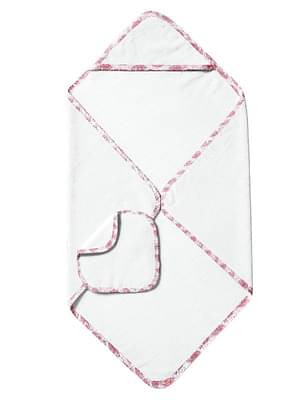 The Baby Atelier 100% Organic Red Floral Hooded Towel Set image