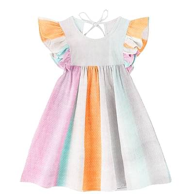 The Baby Atelier 100% Organic Sleeve Nightdress Pink & Orange Stripe image