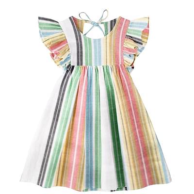 The Baby Atelier 100% Organic Orange & Green Stripe Sleeves Nightdress image
