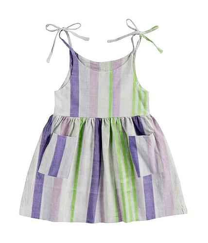 The Baby Atelier 100% ‘Green & Purple Stripe’ Organic Sleeveless Nightdress image