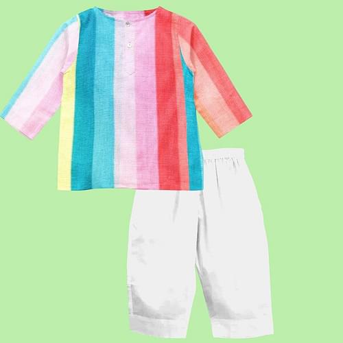 The Baby Atelier 100% Organic Pajama Kurta Set Rainbow image