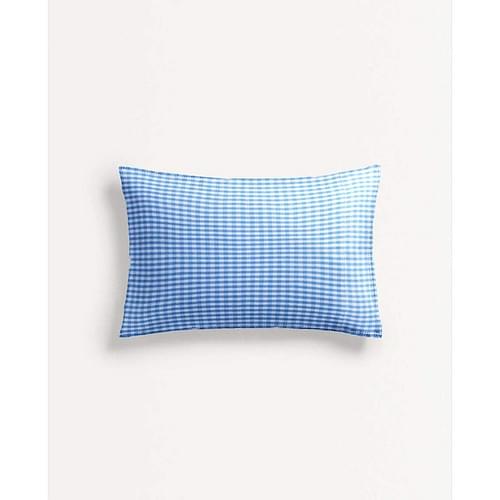 The Baby Atelier 100% Organic Baby Pillow Cover With Filler Blue Checks image