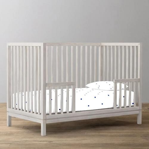 The Baby Atelier 100% Organic Fitted Crib Sheet Cream & Navy Dots image