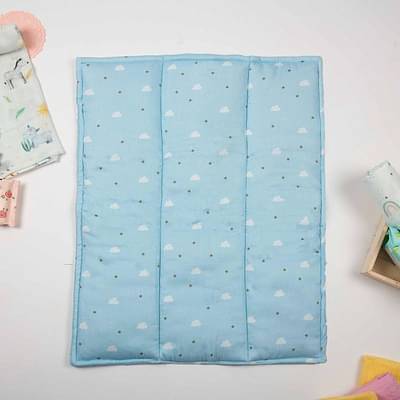 Tiny Snooze Organic Changing Mat- Blue Clouds image