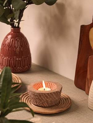 Stone Tea Light Holder (Red Stone) image