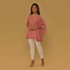 women's silk muslin one sided long kaftan top with chikankari work