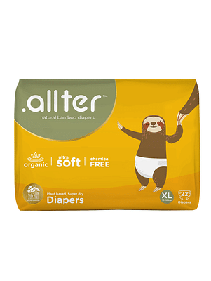 .allter Organic Bamboo Diapers– Extra-Large (XL) Size (13-18 kgs) 22 Count (Pack of 1) | Rash Free, Super Dry, Quick Absorb, Taped Style, Ultra Soft Diapers | Explorer | image
