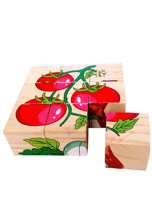 Trinkets-More---3D-6-Face-Animal-Block-Puzzle-|-6-In-1-Wooden-Cube-Jigsaw-Toys-|-9-Pieces-Early-Education-Boys-Girls-3-Years-Vegetables-