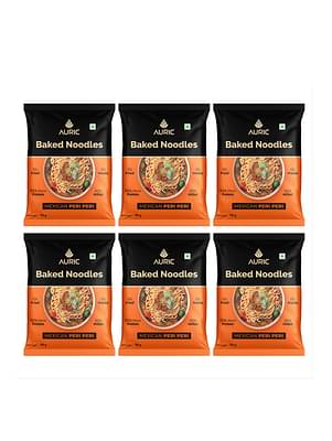 Auric Baked Instant Mexican Peri Peri Noodles 70G (Pack Of 6) Baked, Not Fried | Zero Maida, Zero Oil & Zero Msg image