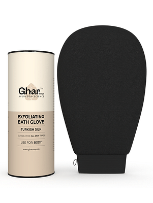 Ghar Soaps Exfoliating Bath Glove For Body, Black (1 Piece) image