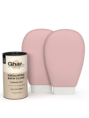 Ghar Soaps Exfoliating Gloves For Dead Skin Body, Pink (Pack of 2) image