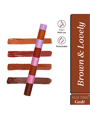Gush-Beauty-Super-Stack-conditioning-and-pigmented-4-in-1-Liquid-lipstick-stack--Brown-And-Lovely-|-8.4-Gm