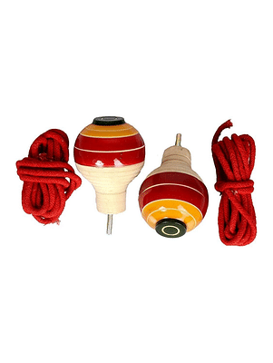 Handmade Wooden Spinning Tops Toys Combo image