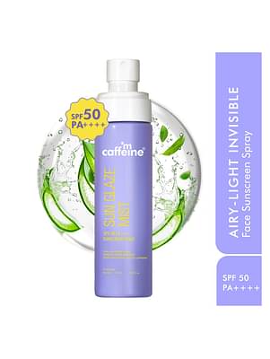 MCaffeine Sun Glaze Spf 50 Pa++++ Face Sunscreen Spray | Hydrating & Easy Application On Makeup (100Ml) image