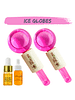 Natural Vibes Pink Ice Globes Facial Tool With Free Gold Beauty Elixir Oil & Vitamin C Serum For Face, Neck And Under Eye
