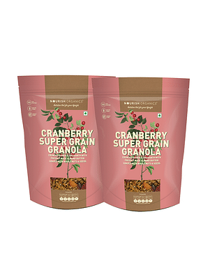 Nourish Organics Cranberry Super Grain Granola, 300g | Quinoa | Oats & Millets | Nuts & Seeds (Pack of 2) image
