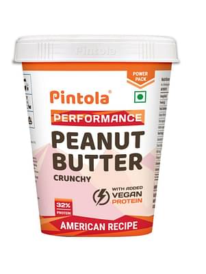 Pintola American Recipe Performance Series Crunchy, High Protein Peanut Butter - 32G Vegan Protein Healthy image
