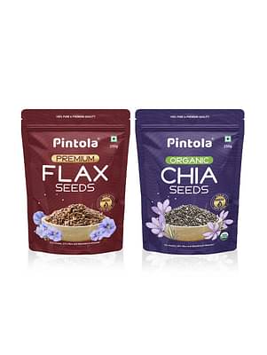 Pintola Combo Of Flax Seeds & Chia Seeds 250G Each, 100% Pure image