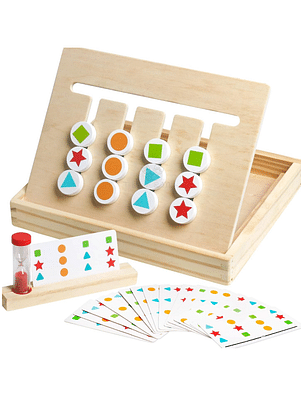 Trinkets & More Montessori Slide Matching Puzzle Game Shape Shuffle For Kids 2-Sided Logic Game For Sorting Colours And Shapes 4+ Years (Box Brain Teaser) image