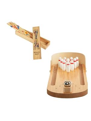 Trinkets & More® - Mikado Sticks Game Miniature Bowling | Desktop Office Indoor Games | Corporate Training And Workshop | Stress Relief For Adults And Kids (Mikado +Bowling Game) image
